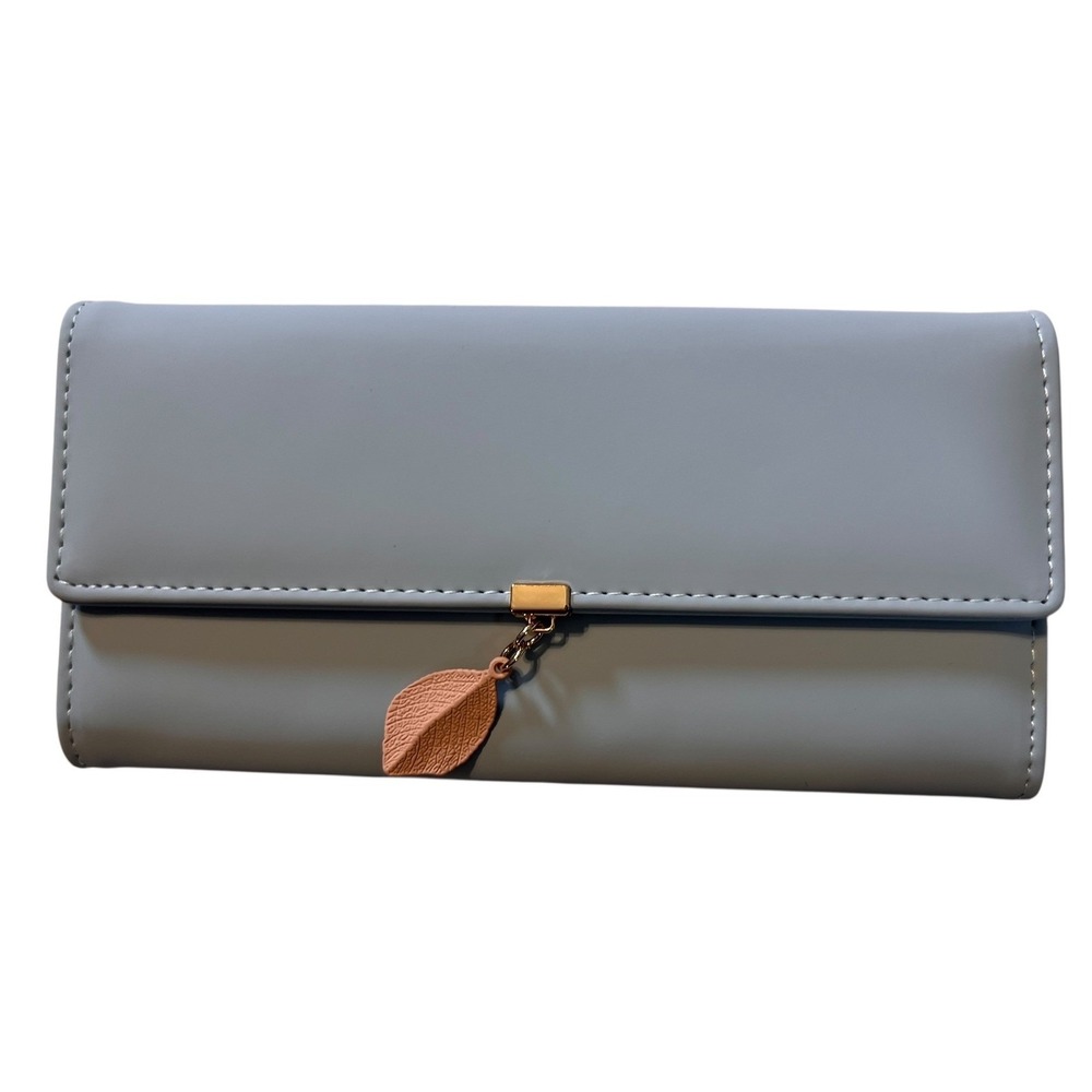 UTO RFID Wallet PU Leather Leaf Card Holder Phone Organizer Zipper Coin Purse